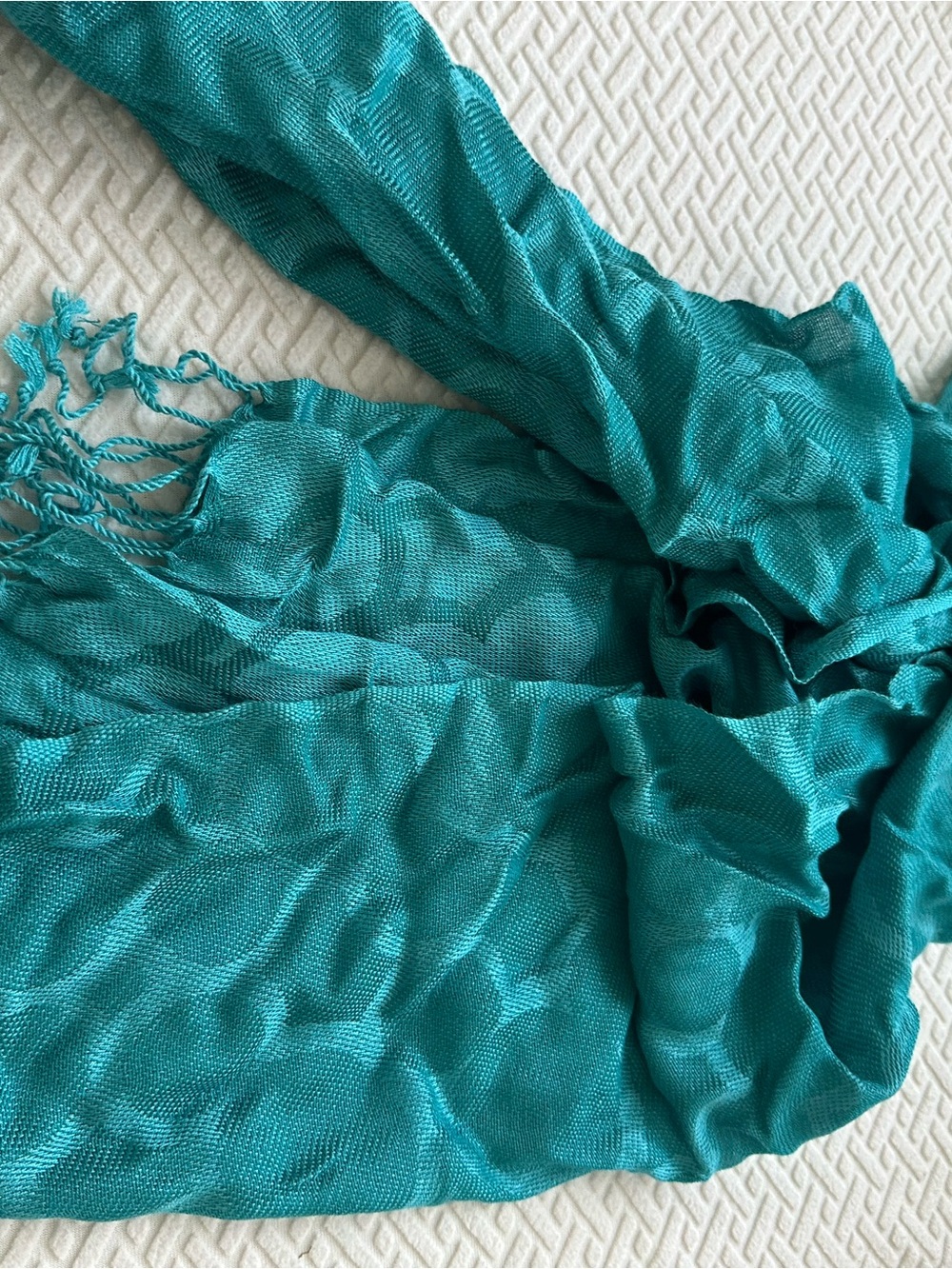 Disney Parks Teal Fringed Knit Scarf